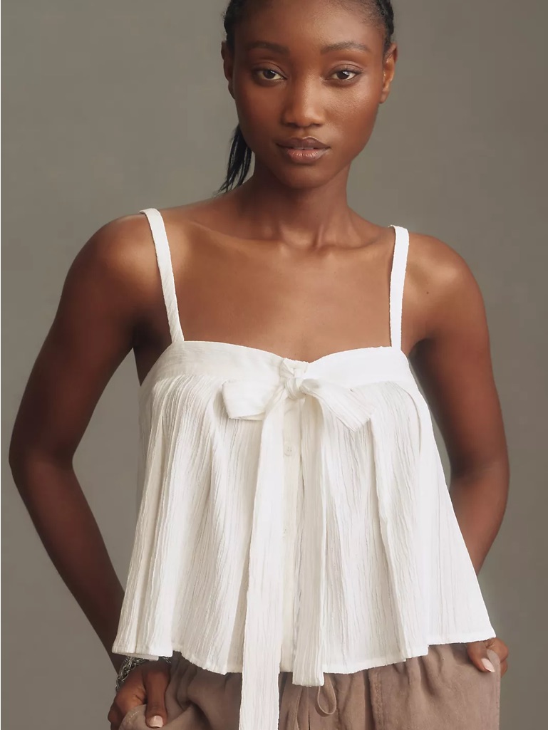 Anthropologie- Sunday In Brooklyn Bow-Tie Tank In White